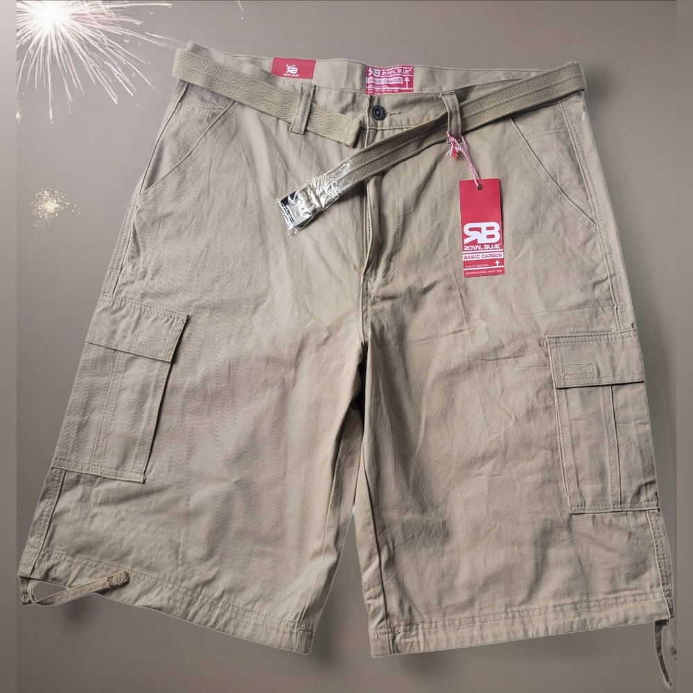 NWT Royal Blue Basic Utility Cargo Shorts Sz 40